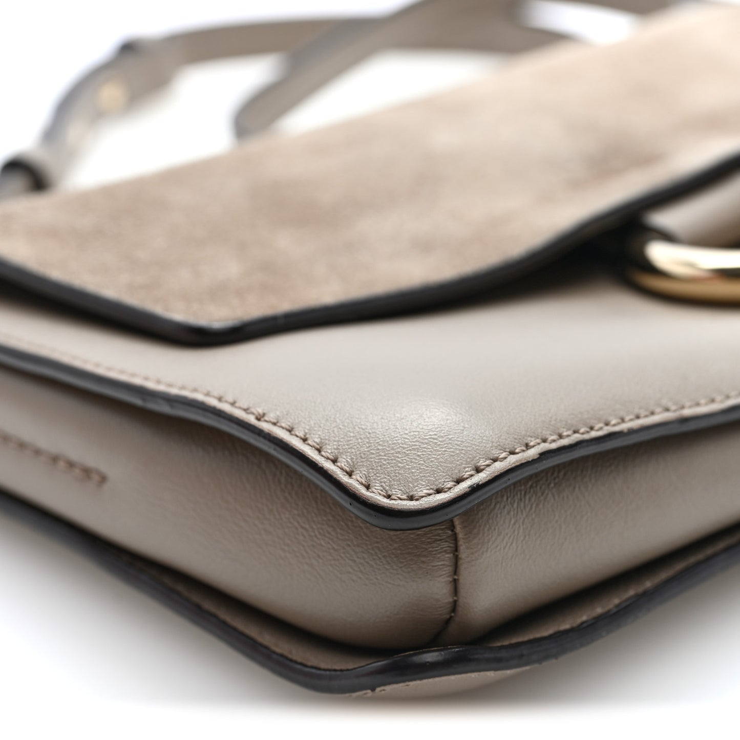 Suede Calfskin Small Faye Shoulder Bag Motty Grey