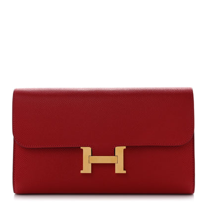 Hermes Epsom Constance Long Wallet Rouge Casaque 1 of 8