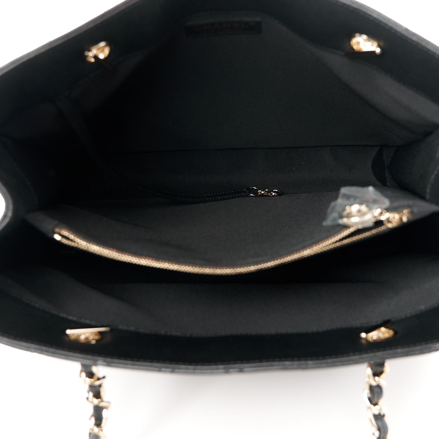 Caviar Quilted Pocket Large Tote Black