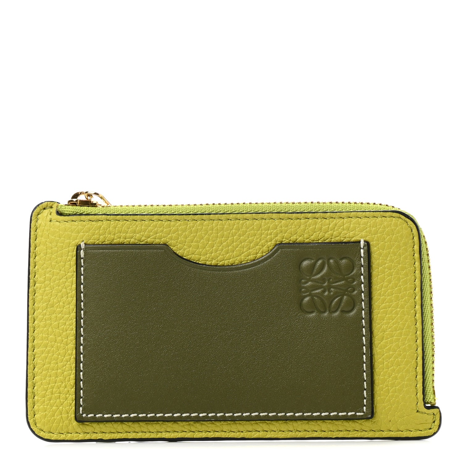 Loewe Soft Grained Calfskin Coin Card Holder Lime Yellow Avocado 1 of 8