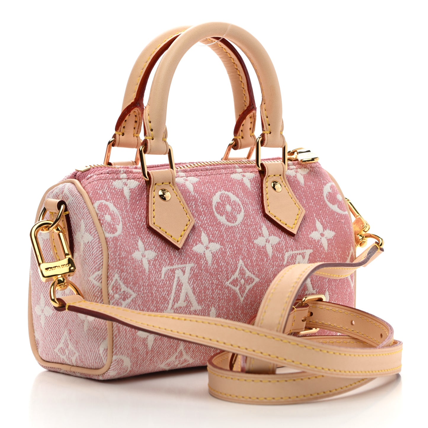 Monogram Jacquard Denim Nano Speedy Bandouliere Pink
