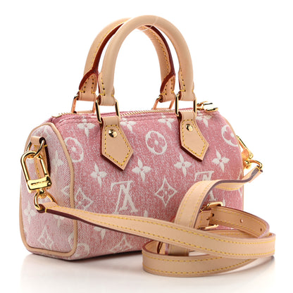 Louis Vuitton Monogram Jacquard Denim Nano Speedy Bandouliere Pink 3 of 10