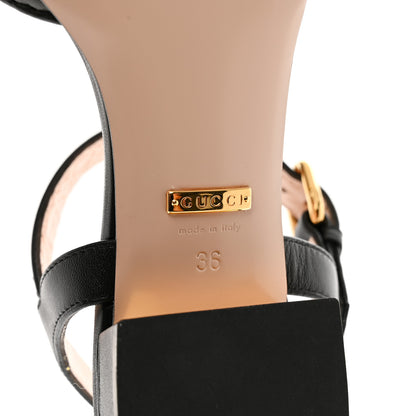 Gucci Nappa Charlotte Horsebit Block Heel 45mm Sandals 36 Black 6 of 8