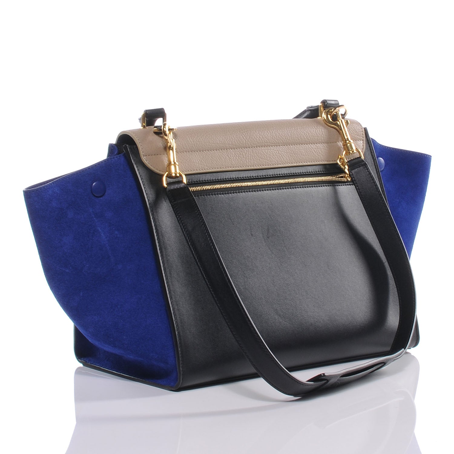 Celine Textured Calfskin Suede Medium Tri-Color Trapeze Sand 3 of 7