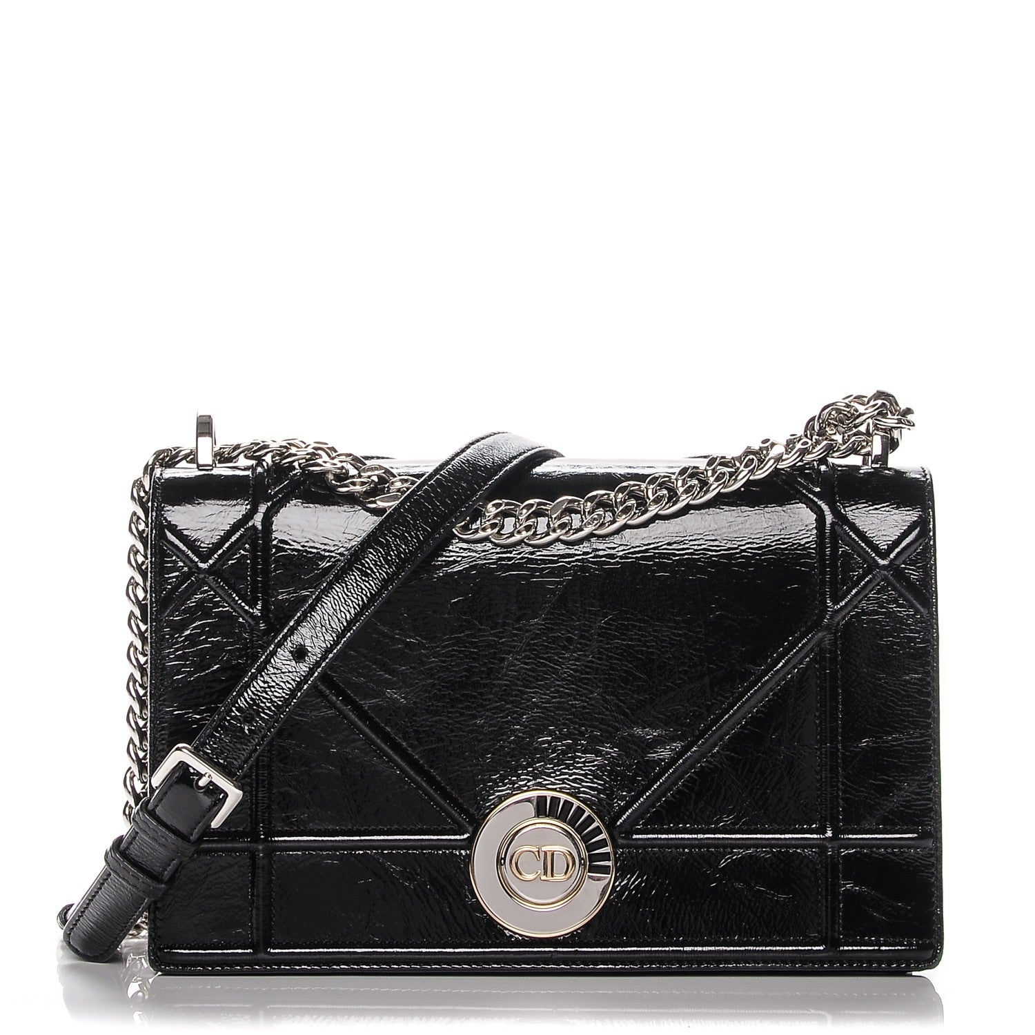 Christian Dior Crinkled Lambskin Cannage Medium Diorama Flap Bag Black 1 of 8