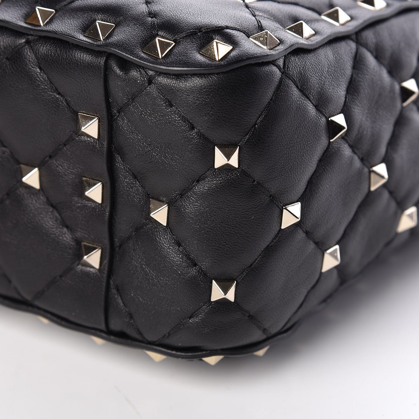 Lambskin Medium Rockstud Spike Shoulder Bag Black