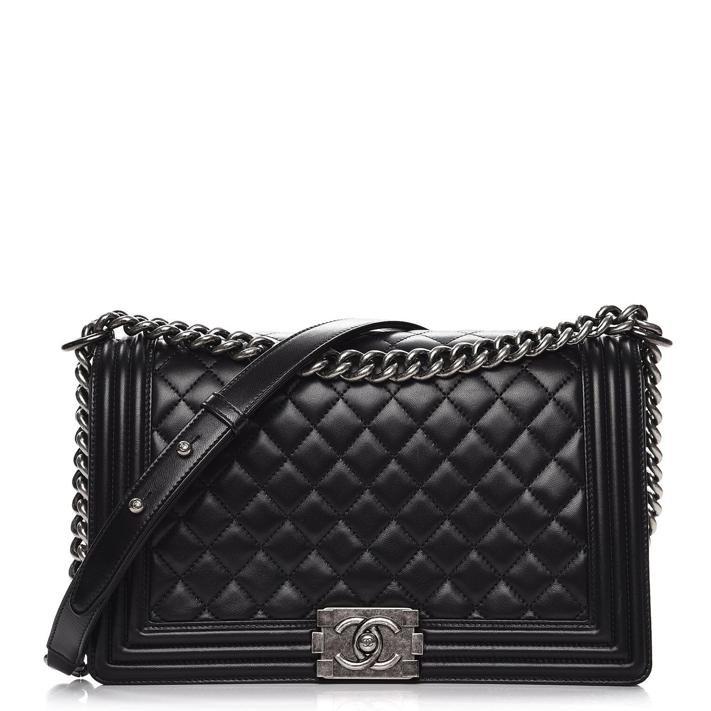 Lambskin Quilted New Medium Boy Flap Black