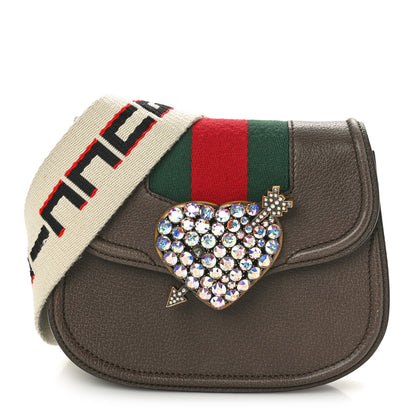 Gucci Textured Calfskin Web Crystal Heart Stripe Small Totem Shoulder Bag New Acero 1 of 10