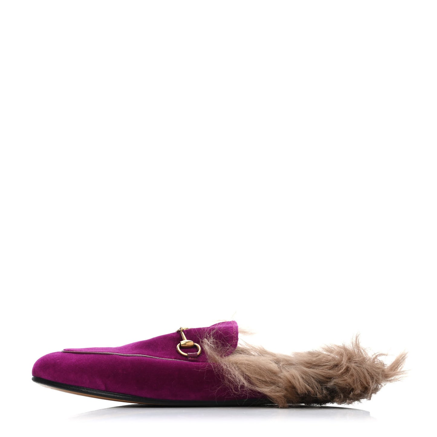 Velvet Fur Womens Princetown Slippers 38 Fucsia Violet Cyclamen Natural