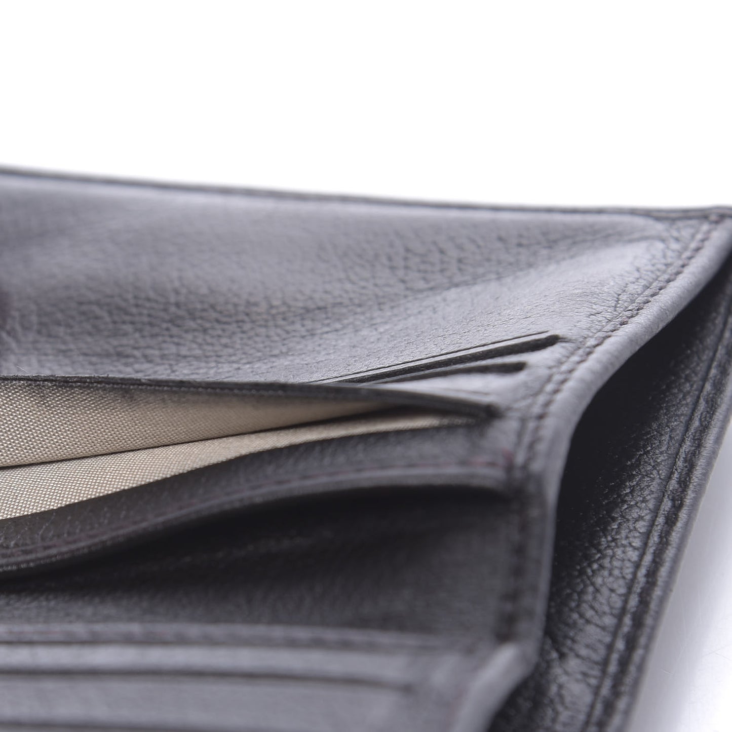 Glazed Goatskin Camellia Embossed French Flap Wallet Black