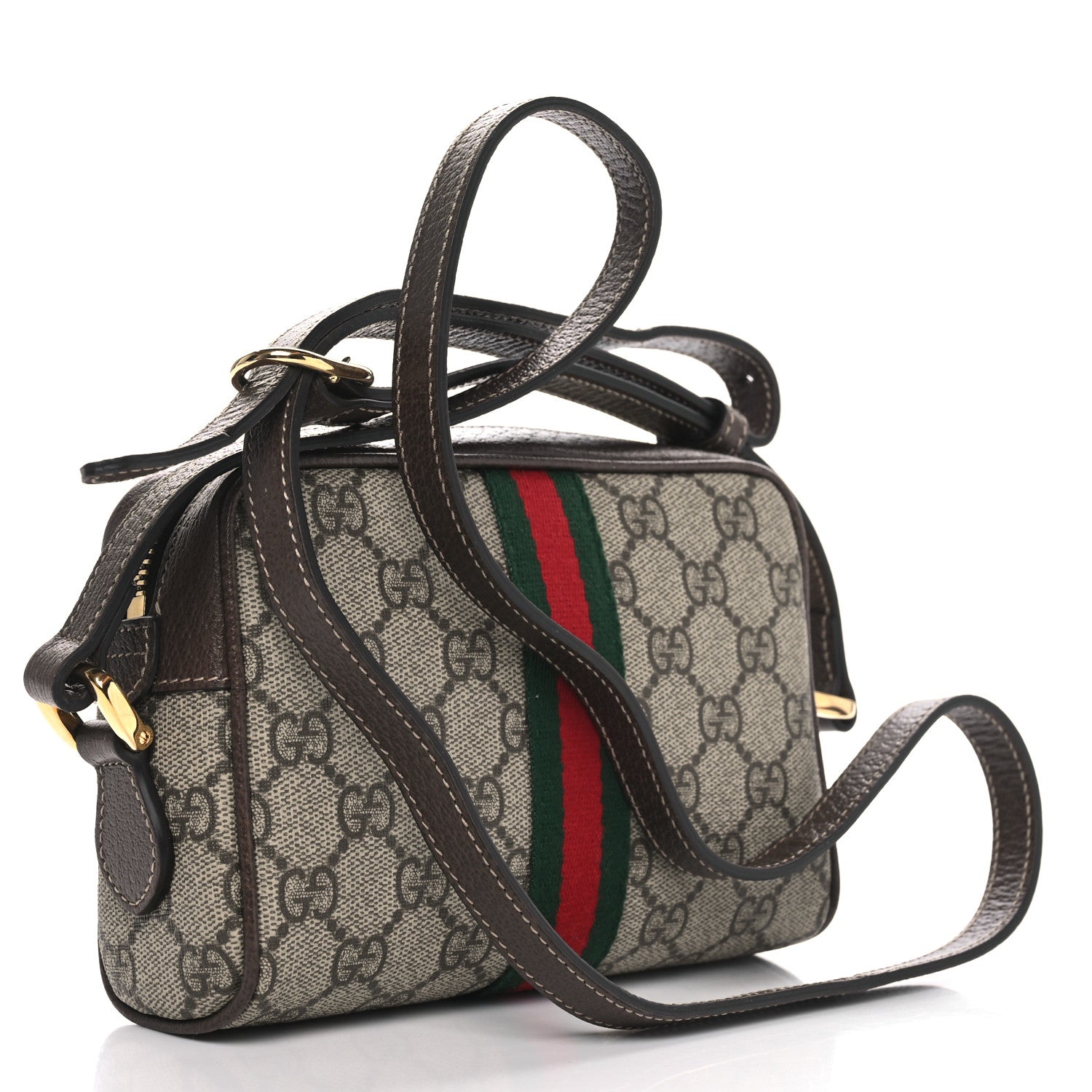 Gucci GG Supreme Monogram Web Mini Ophidia Shoulder Bag Brown 2 of 10