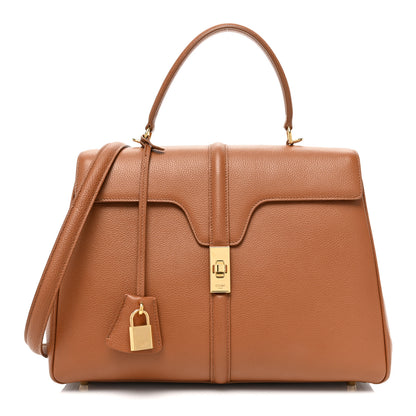 Celine Grained Calfskin Classique 16 Top Handle Bag Tan 1 of 13