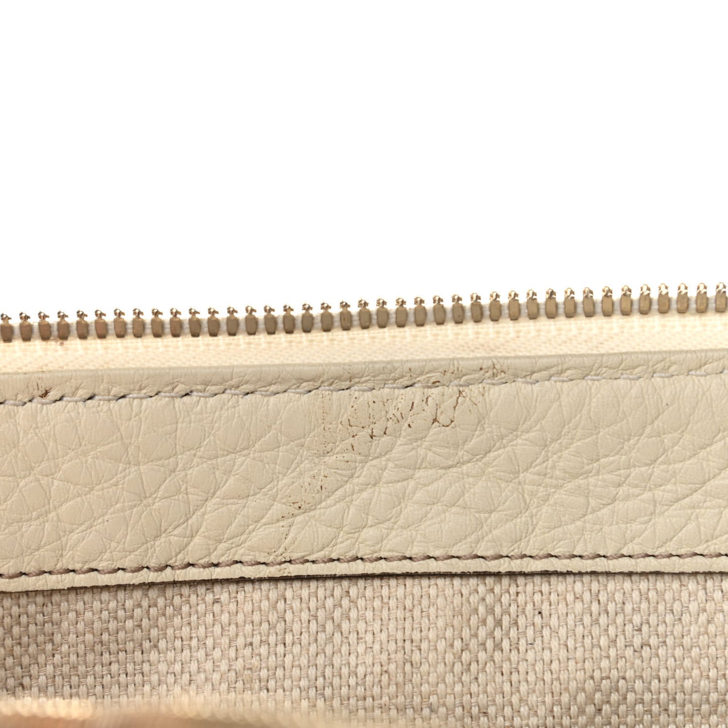 Pebbled Calfskin Large Soho Top Handle Bag Off White