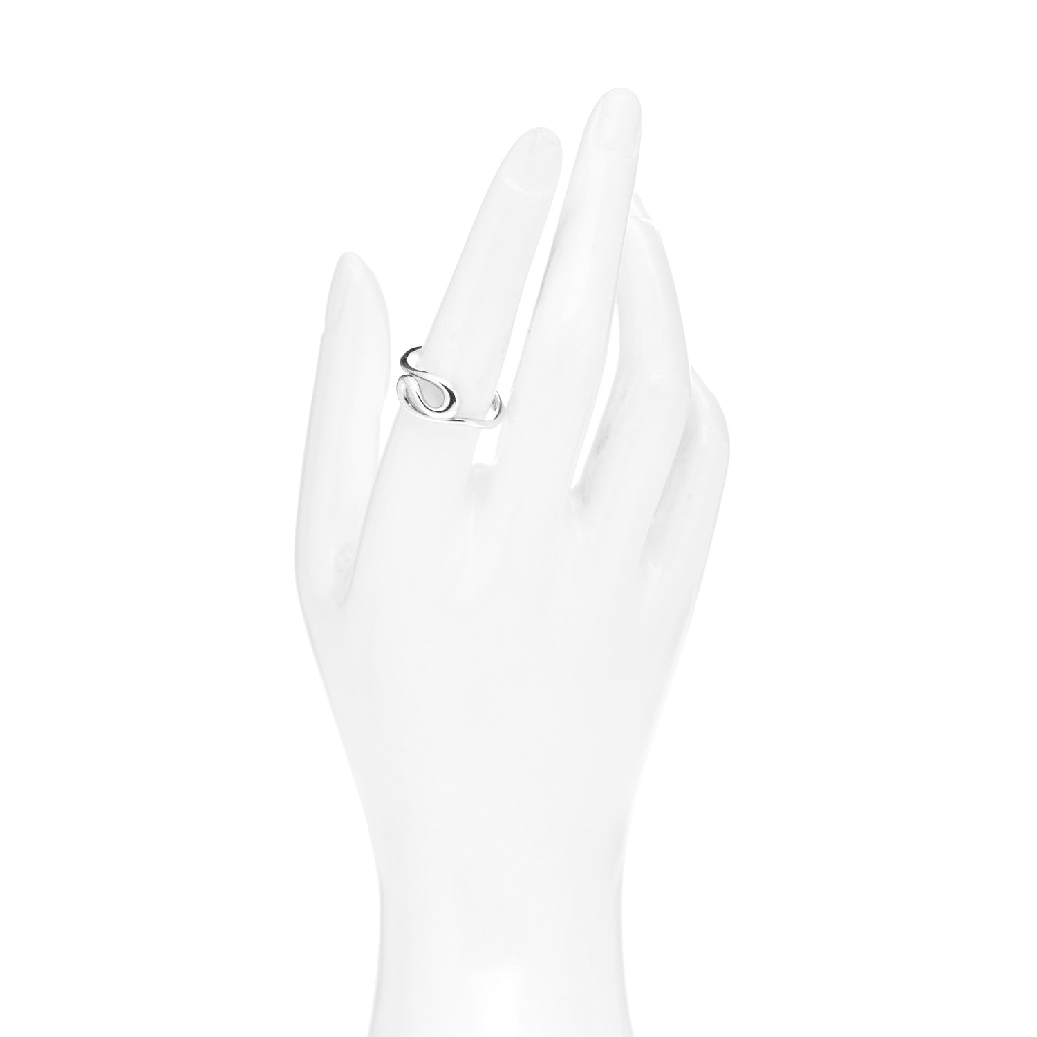 Tiffany Sterling Silver Elsa Peretti Open Wave Ring 58 8.5 2 of 5
