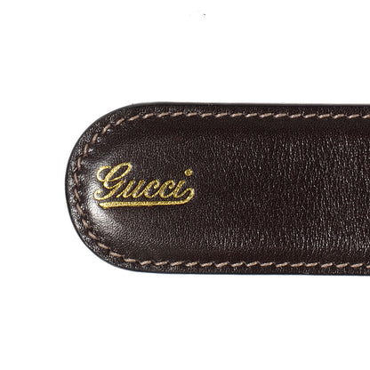 Gucci Leather Canvas Bamboo Horsebit Print Belt 95 38 Brown 6 of 11