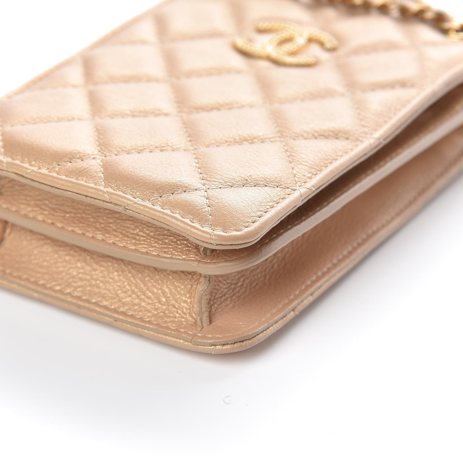Chanel Metallic Calfskin Quilted Crossbody CC Phone Holder Gold 9 of 14