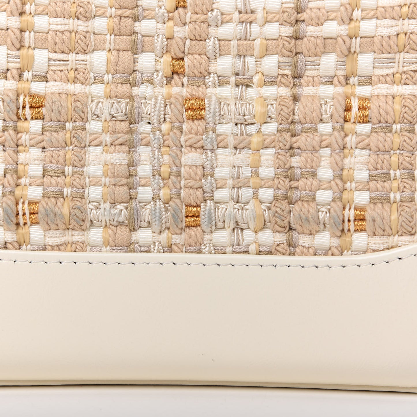 Tweed Calfskin Quilted Small Gabrielle Hobo Beige Ivory