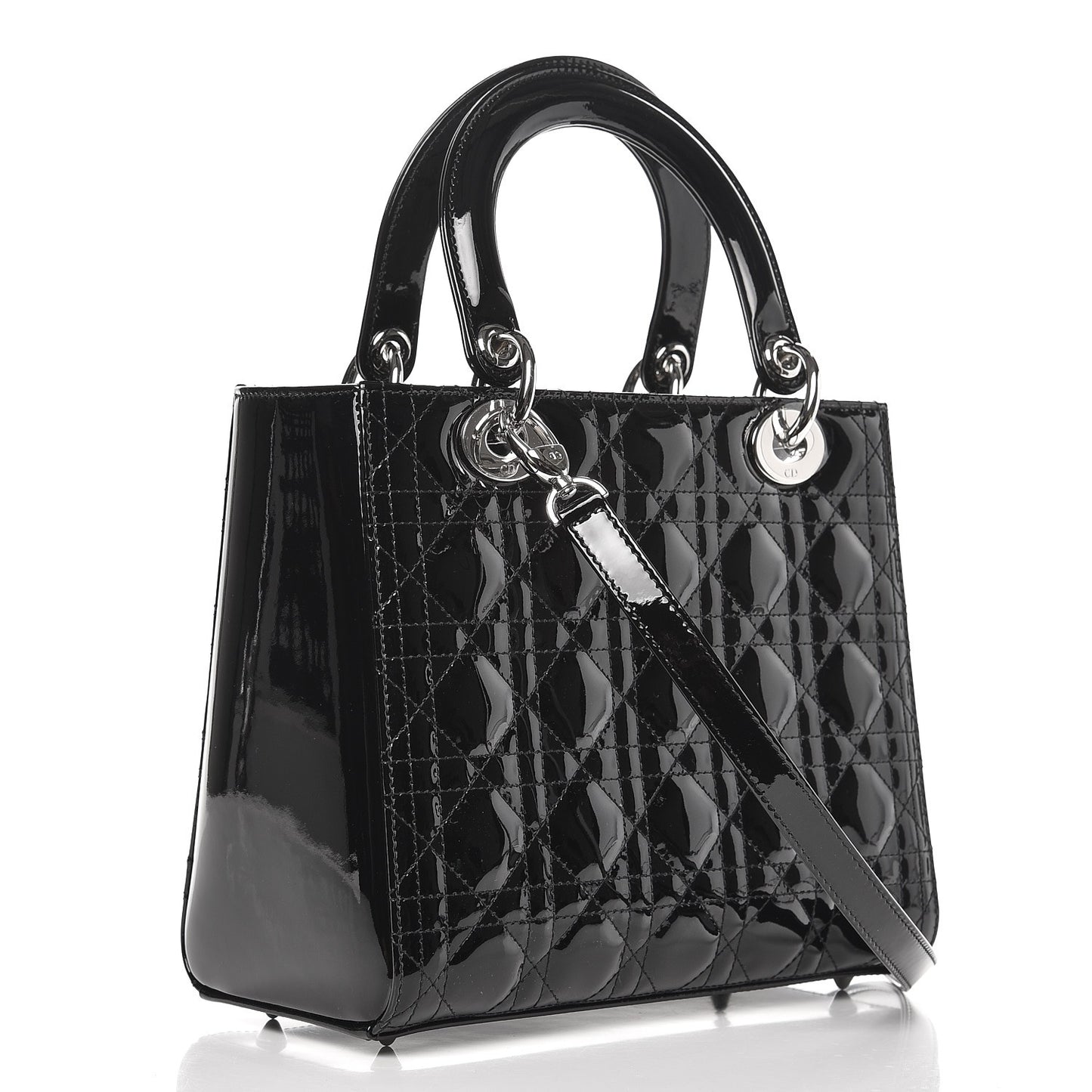 Patent Cannage Medium Lady Dior Black