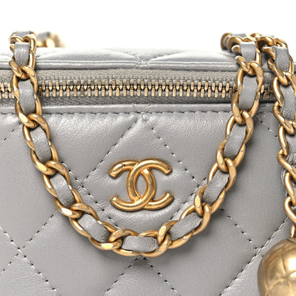 Chanel Lambskin Quilted Pearl Crush Mini Vanity Case With Chain Grey 8 of 12