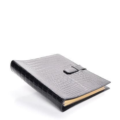 Hermes Shiny Alligator Notebook Cover Black 4 of 6