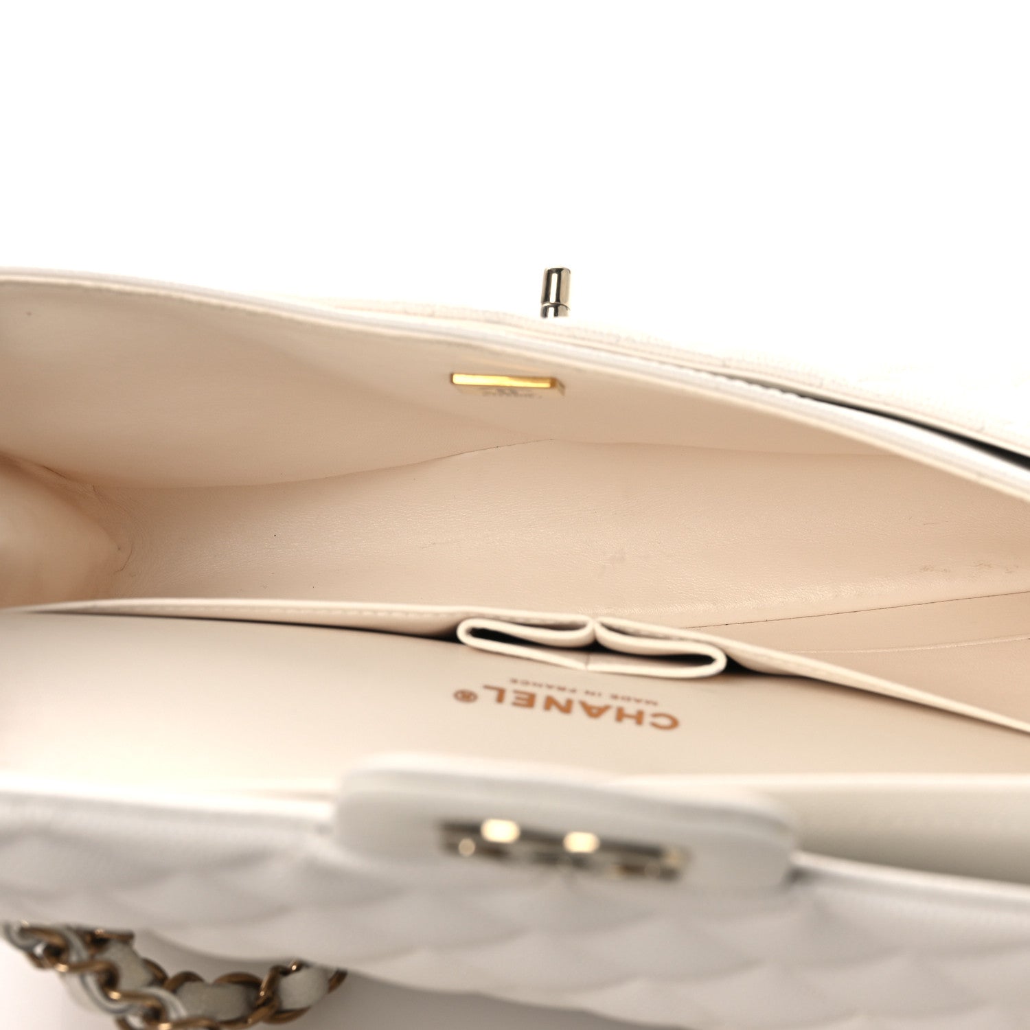 Chanel Caviar Quilted Medium Double Flap White 5 of 13