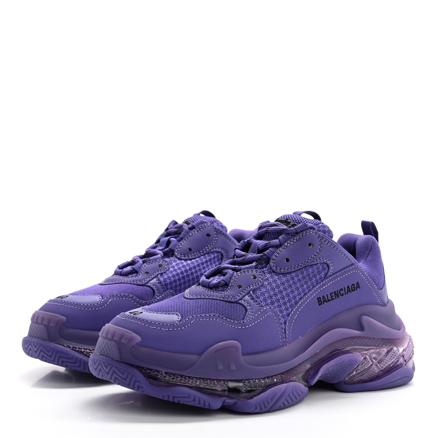 Balenciaga Fabric Mesh Clear Sole Womens Triple S Sneakers 40 Purple 3 of 7