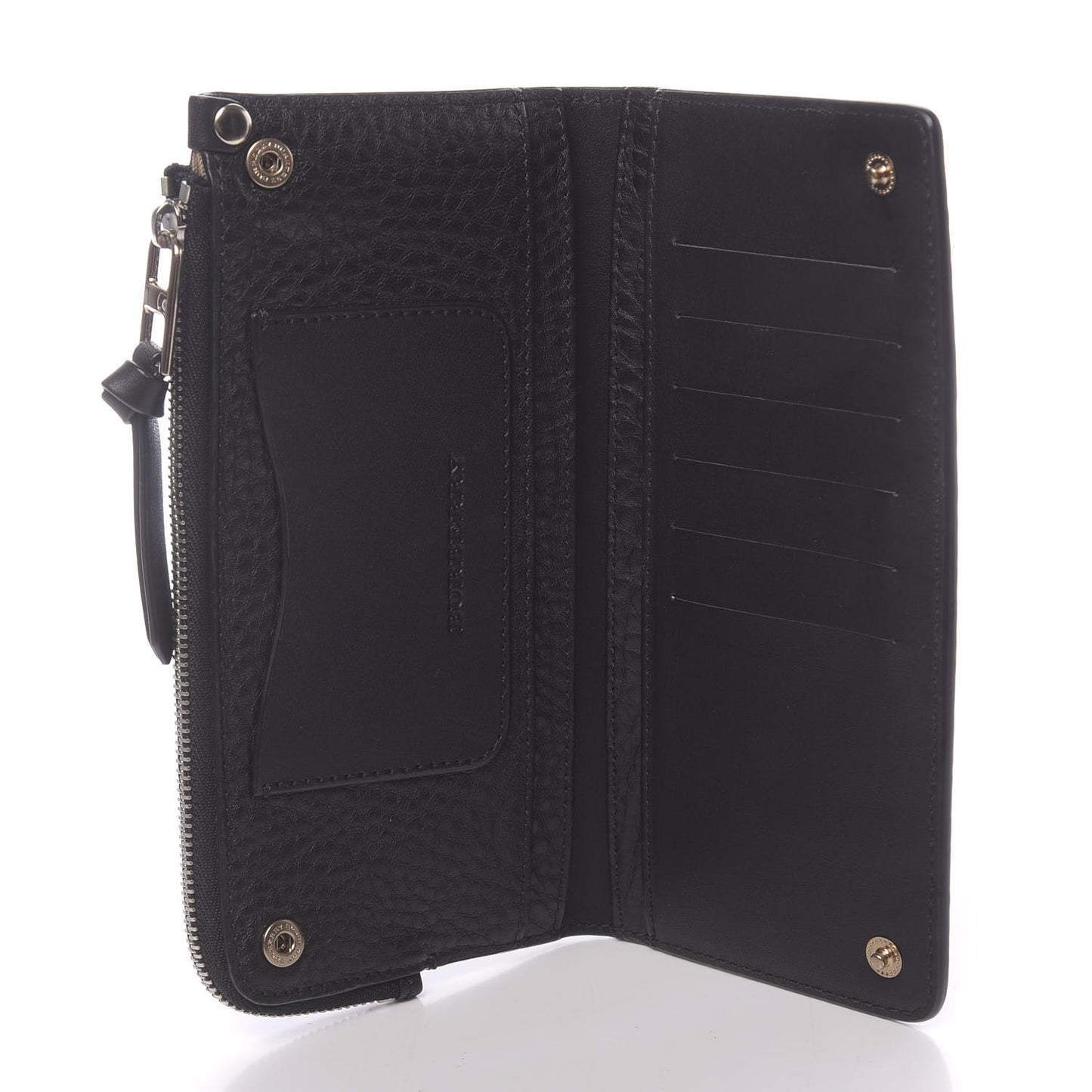 Grainy Calfskin Zip Wallet Black