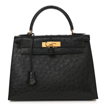 Hermes Ostrich Kelly Sellier 28 Black 1 of 18
