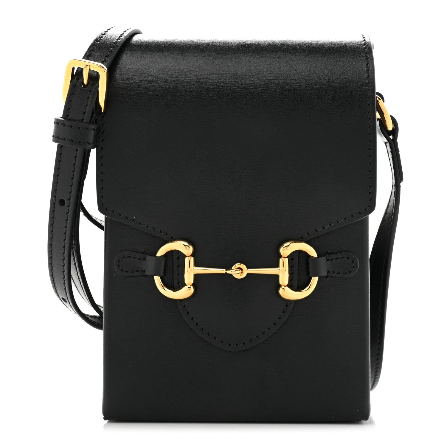 Gucci Boarded Plutone Calfskin Mini Horsebit 1955 Crossbody Bag Black 1 of 10
