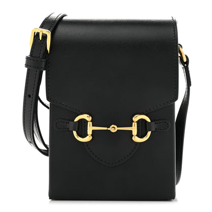 Gucci Boarded Plutone Calfskin Mini Horsebit 1955 Crossbody Bag Black 1 of 10