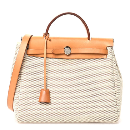 Hermes Toile Vache Calfskin Herbag 30 PM Naturel 1 of 12