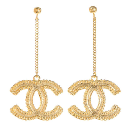 Chanel CC Drop Earrings Matte Gold 1 of 5