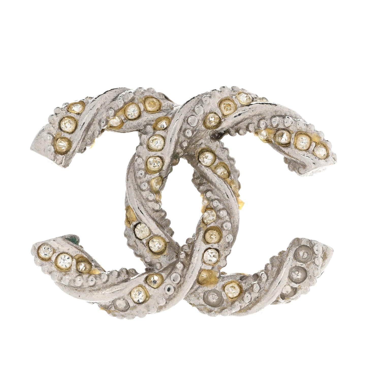 Crystal Twisted CC Earrings Silver Gold