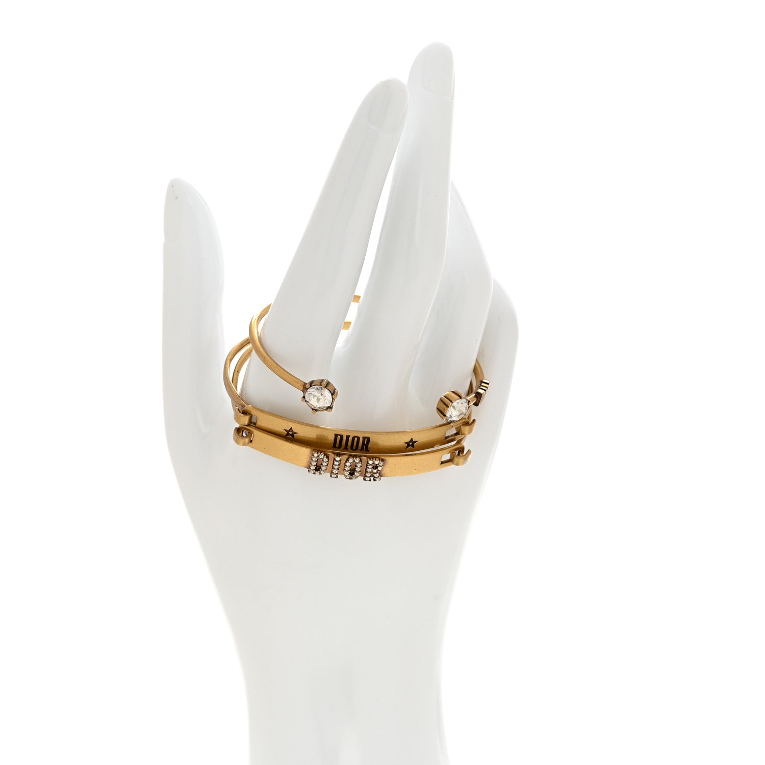 Christian Dior Metal Crystal Dio(r)evolution Bracelet Set Gold