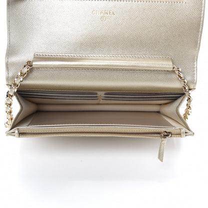 Chanel Metallic Caviar Quilted Wallet on Chain WOC Gold 5 of 12