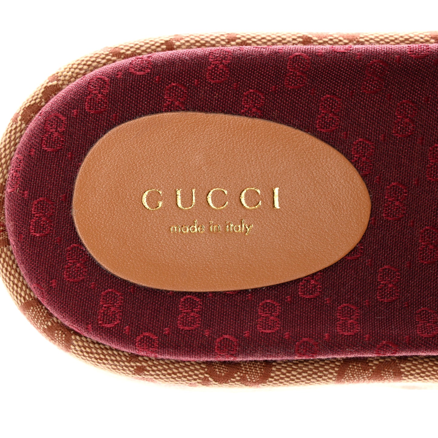 Canvas GG Monogram Angelina Platform Slide Sandals 37.5 Beige Ruggine