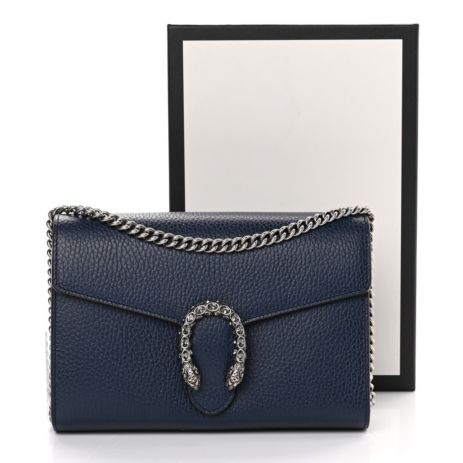 Gucci Dollar Calfskin Crystal Mini Dionysus Chain Wallet Blue Agata Black Diamond 11 of 11