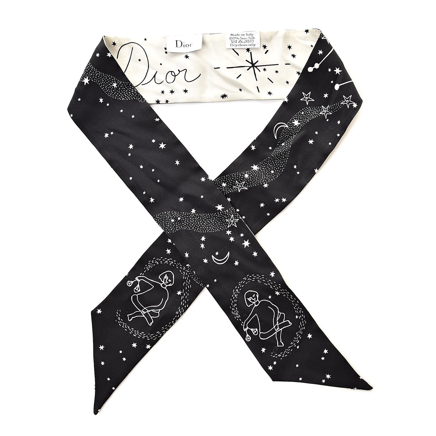 Christian Dior Silk Zodiac Libra Mitzah Scarf Black 1 of 6