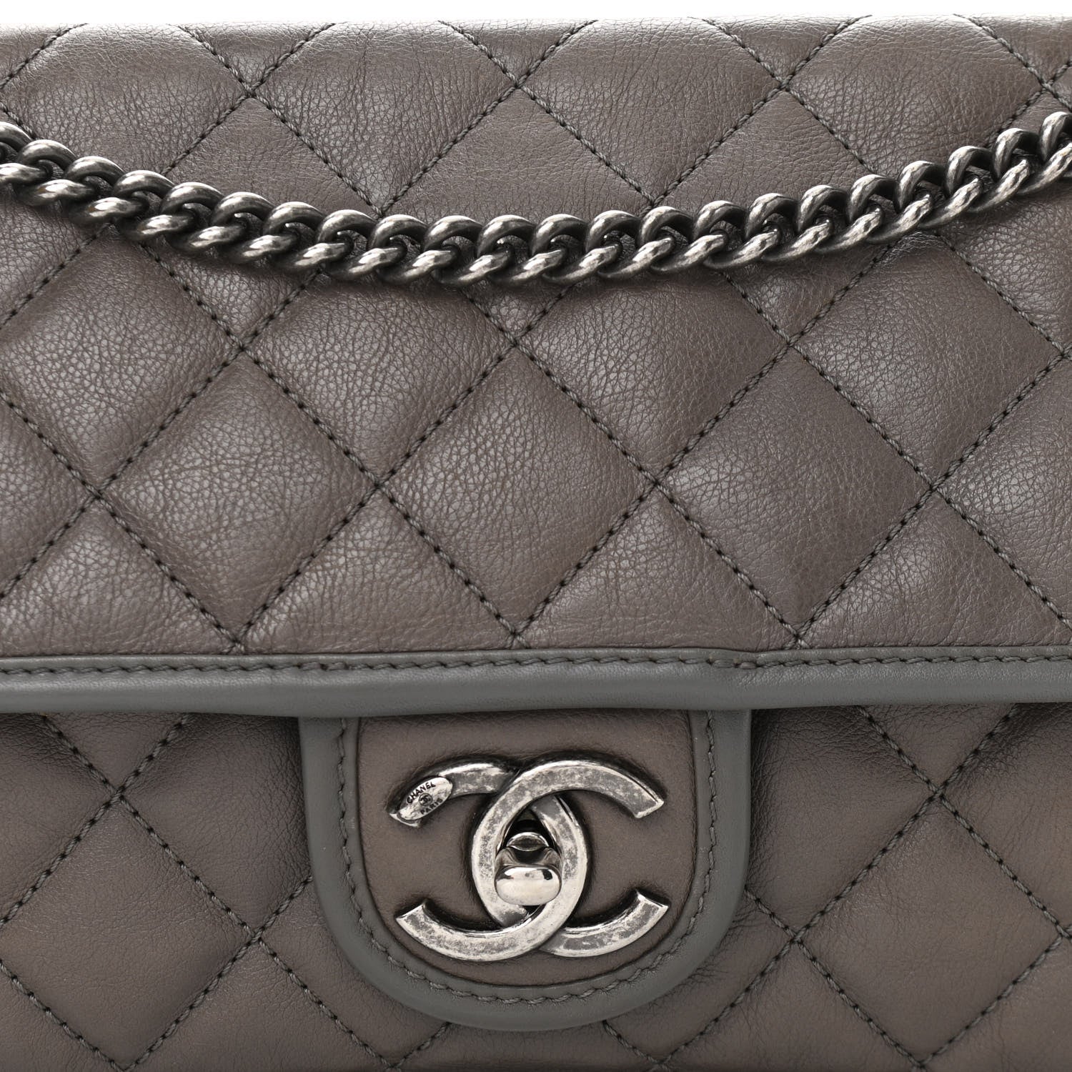 Chanel Calfskin Medium Casual Riviera Flap Dark Grey 10 of 10