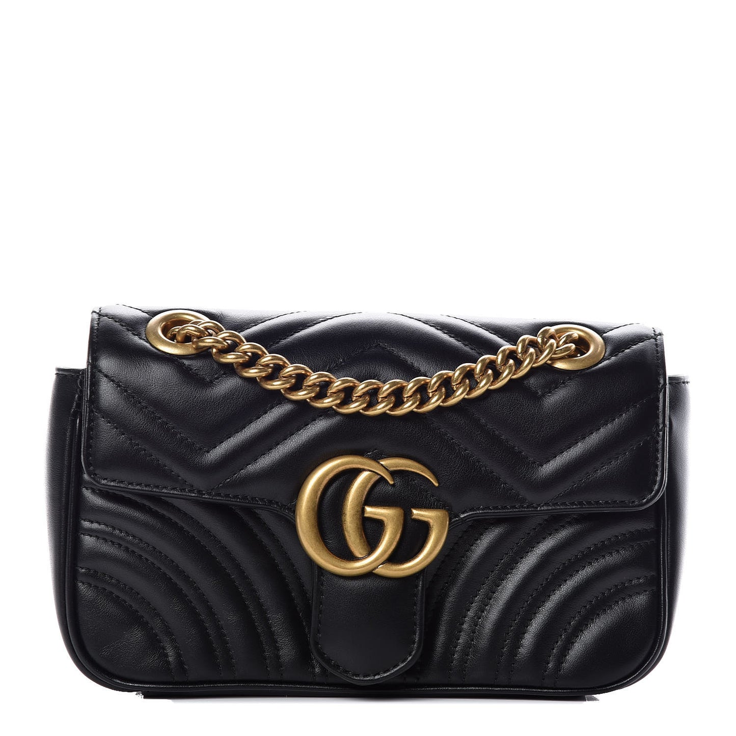 Calfskin Matelasse Mini GG Marmont Shoulder Bag Black