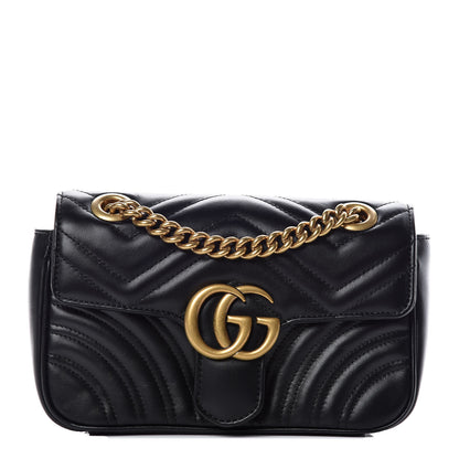 Gucci Calfskin Matelasse Mini GG Marmont Shoulder Bag Black 1 of 7