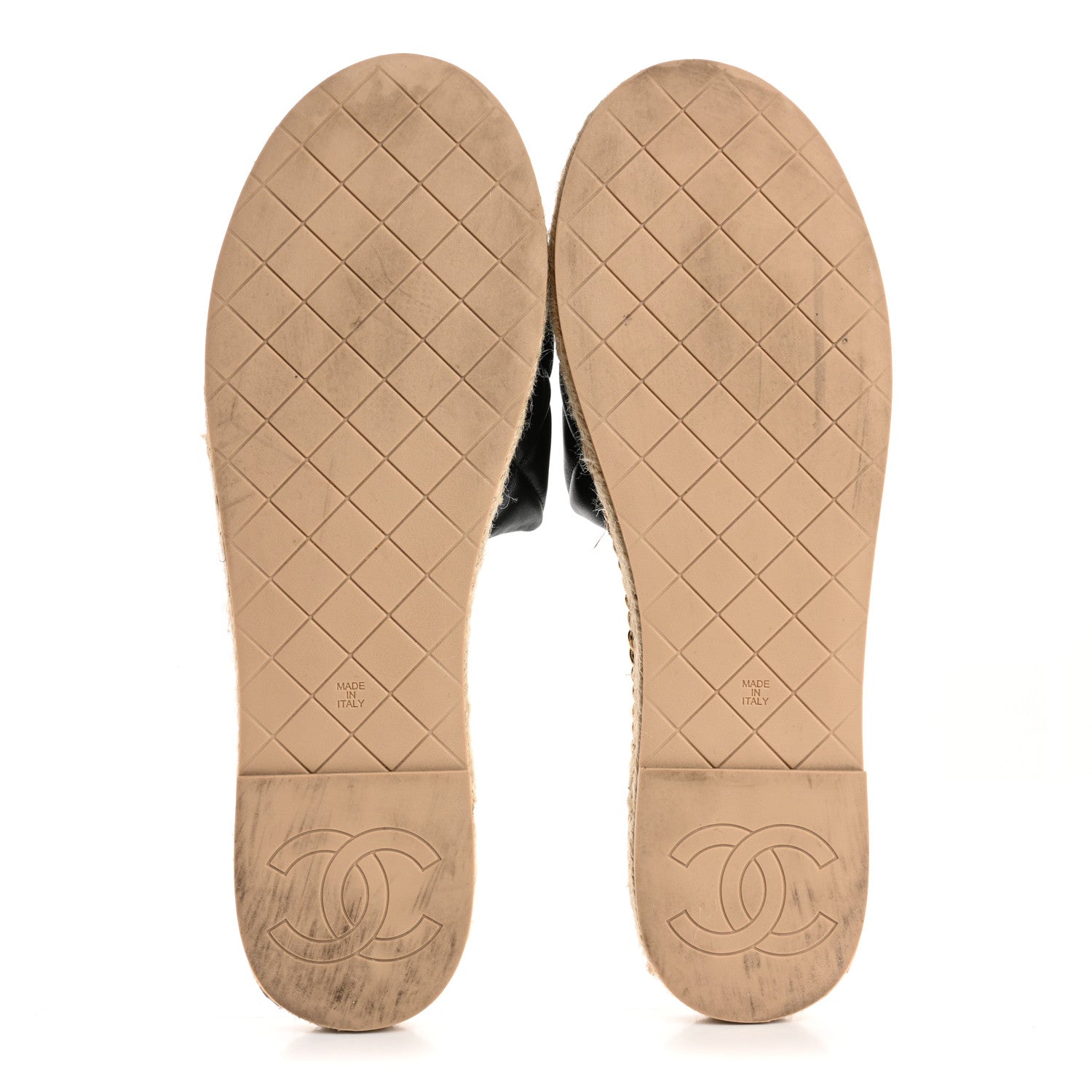Chanel Lambskin Quilted CC Chain Espadrille Mules 40 Black Navy 6 of 9