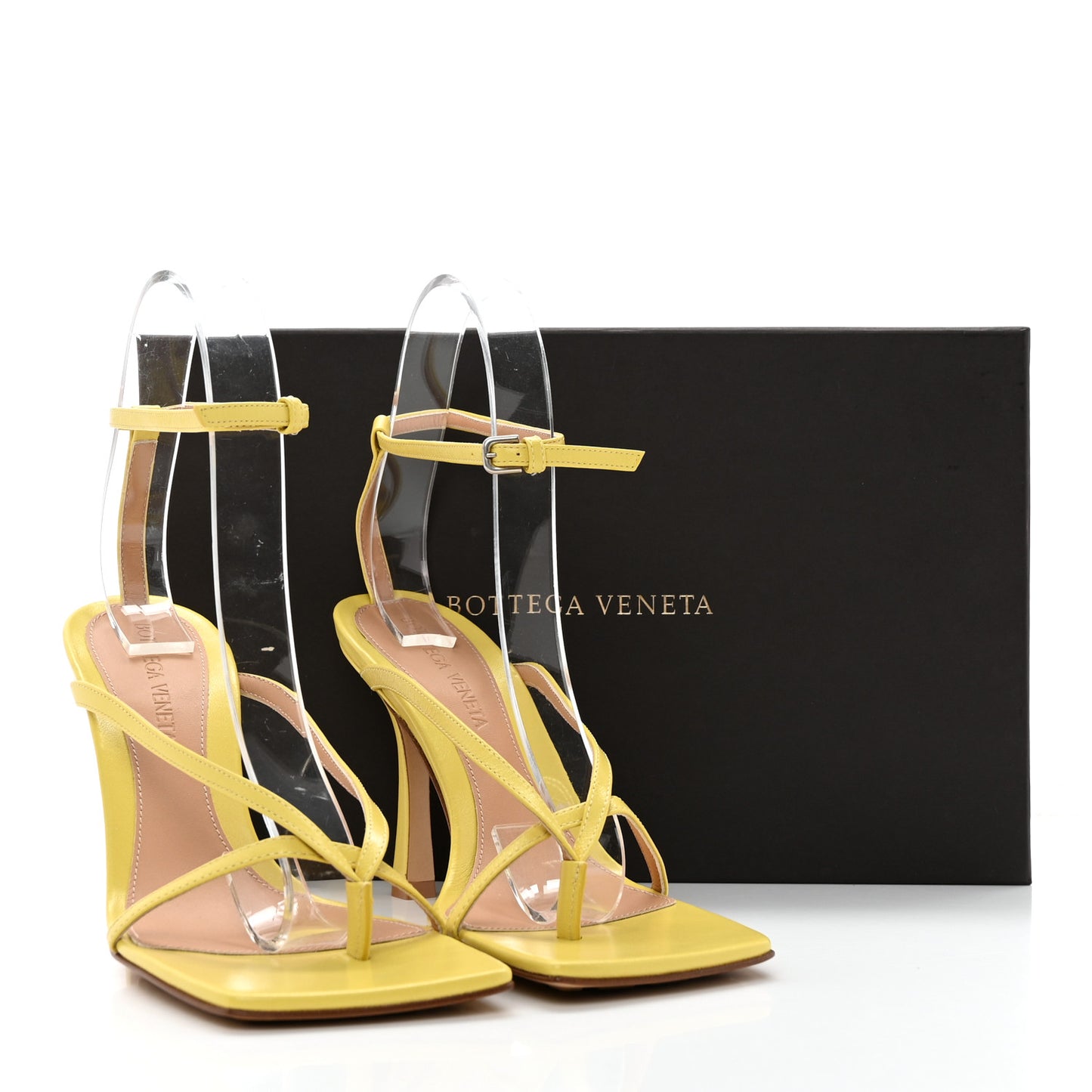 Lambskin Stretch Multi Strap 90mm Sandals 36 Pear