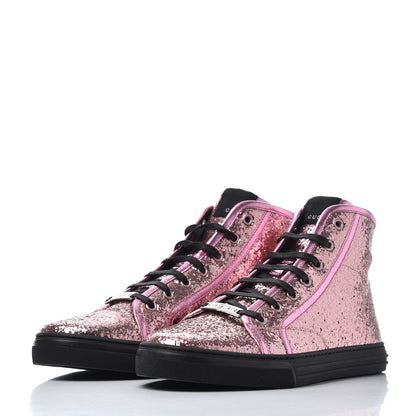 Gucci Glitter Galactica Nappa High Top Sneakers 39.5 Soft Pink Rosa 3 of 9