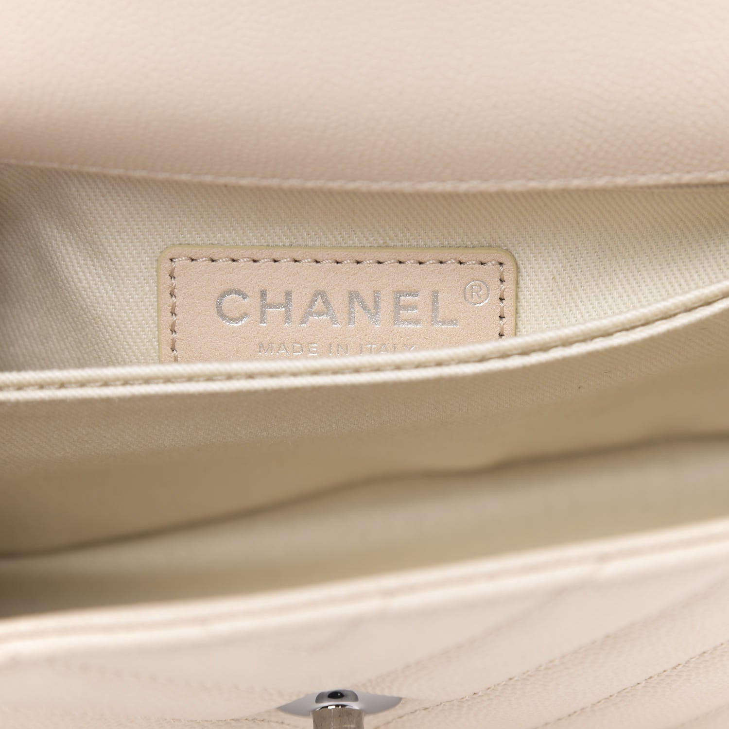 Chanel Caviar Chevron Quilted Mini Coco Handle Flap Beige 6 of 11