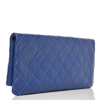 Chanel Calfskin Stitched CC Clutch Blue 3 of 8