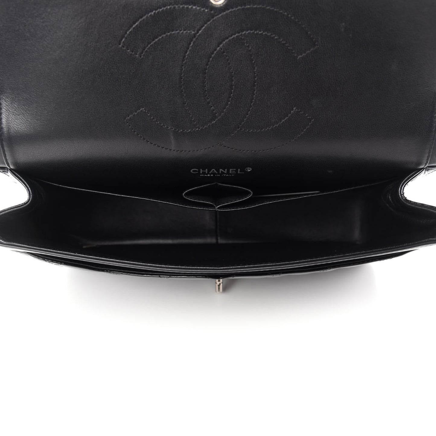 Patent Quilted Jumbo Double Flap Black