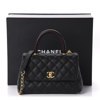 Chanel Caviar Lizard Embossed Quilted Mini Coco Handle Flap Black 10 of 10