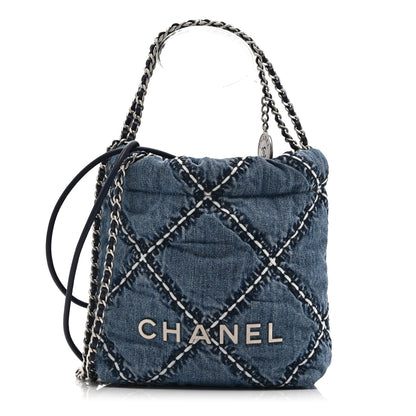 Chanel Denim Stitched Quilted Mini Chanel 22 Blue 1 of 10