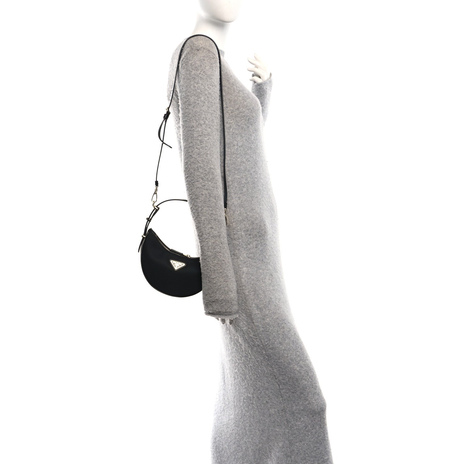 Prada Re-Nylon Spazzolato Mini Arque Shoulder Bag Black 2 of 10